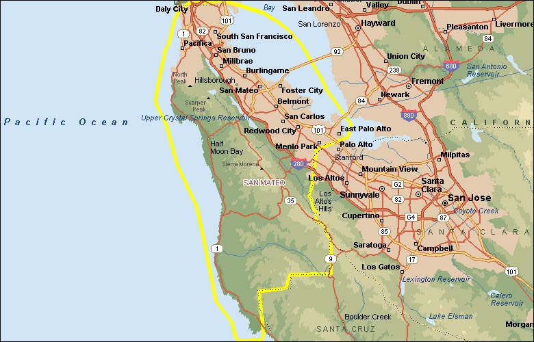 Karte von San Mateo County